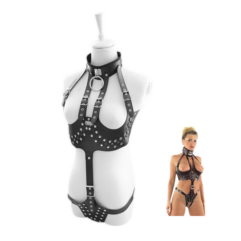 Sexy Open Crotch Breast Body Harness Crotchless Dominatri Costume 